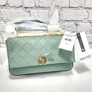NINE WEST “KYELLE” – NWT, convertible crossbody bag, gold-tone, aloe- sage